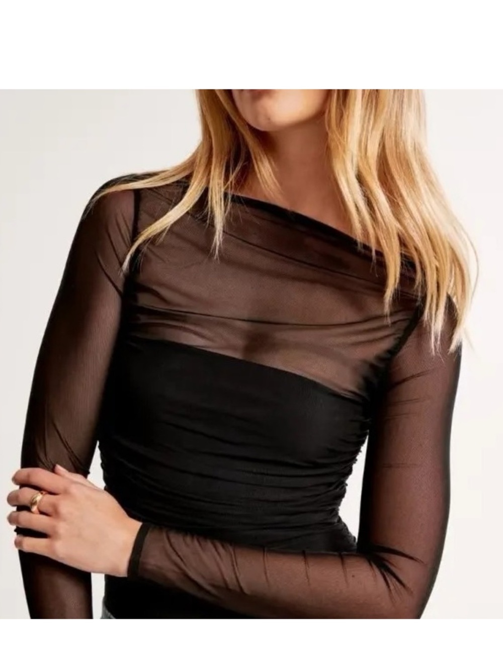 Abercrombie & Fitch Long-Sleeve Mesh Slash Bodysuit, XS
